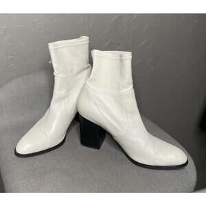 Intentionally Blank Janet Leather Block Heel Ankle Boots Size 8US Bone Color